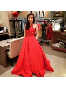 Long Red Beaded Prom Formal Evening Party Dresses 99602922