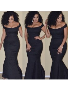 Mermaid Off-the-Shoulder Long Black Prom Formal Evening Party Dresses 99602925