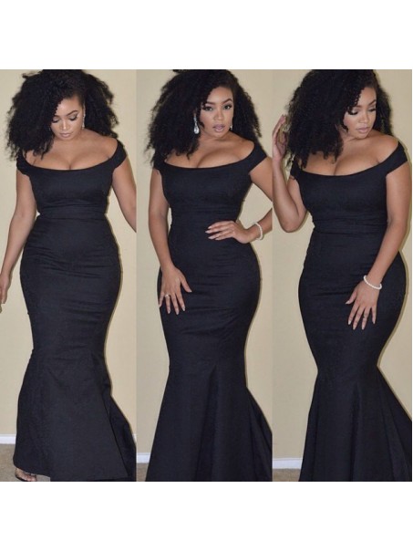 Mermaid Off-the-Shoulder Long Black Prom Formal Evening Party Dresses 99602925