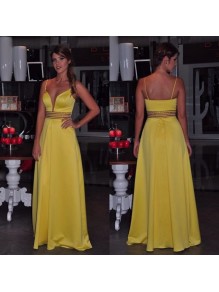 Long Yellow Spaghetti Straps Prom Formal Evening Party Dresses 99602930 Long Yellow Spaghetti Straps Prom Formal Evening Party Dresses 99602930