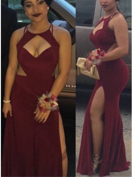 Sexy Mermaid Burgundy Long Prom Formal Evening Party Dresses 99602931