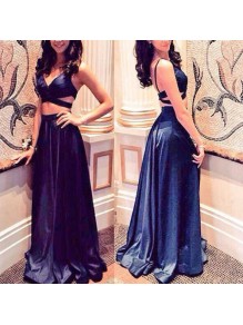 Two Pieces V-Neck Long Blue Prom Formal Evening Party Dresses 99602942 Two Pieces V-Neck Long Blue Prom Formal Evening Party Dresses 99602942