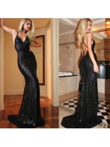 Long Black Sequins Mermaid Prom Formal Evening Party Dresses 99602943 Long Black Sequins Mermaid Prom Formal Evening Party Dresses 99602943