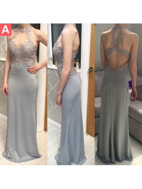 Sheath Beaded Lace Appliques Long Prom Formal Evening Party Dresses 99602946