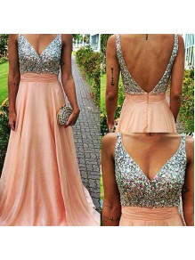 A-Line Beaded V-Neck Chiffon Prom Formal Evening Party Dresses 99602966 A-Line Beaded V-Neck Chiffon Prom Formal Evening Party Dresses 99602966