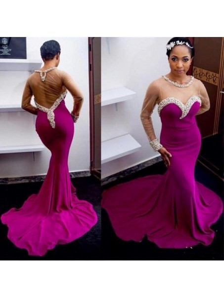 Sexy Mermaid Beaded Long Purple Prom Formal Evening Party Dresses 99602968