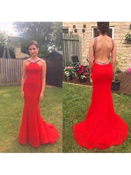 Mermaid Beaded Red Backless Prom Formal Evening Party Dresses 99602981 Mermaid Beaded Red Backless Prom Formal Evening Party Dresses 99602981