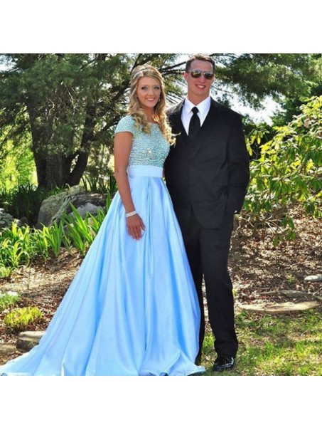 Beaded Long Blue Prom Formal Evening Party Dresses 99602984