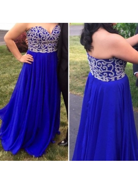 Long Chiffon Royal Blue Sweetheart Plus Size Prom Formal Evening Party Dresses 99602987