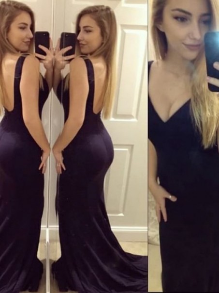 Mermaid V-Neck Long Prom Formal Evening Party Dresses 99602998