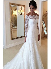 Long Sleeves Off-the-Shoulder Lace Wedding Dresses Bridal Gowns 99603004 Long Sleeves Off-the-Shoulder Lace Wedding Dresses Bridal Gowns 99603004