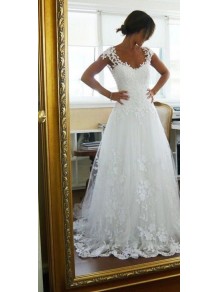 A-Line Cap Sleeves Lace Wedding Dresses Bridal Gowns 99603005 A-Line Cap Sleeves Lace Wedding Dresses Bridal Gowns 99603005