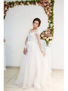 Sheer Long Sleeves Lace Tulle Wedding Dresses Bridal Gowns 99603018 Sheer Long Sleeves Lace Tulle Wedding Dresses Bridal Gowns 99603018