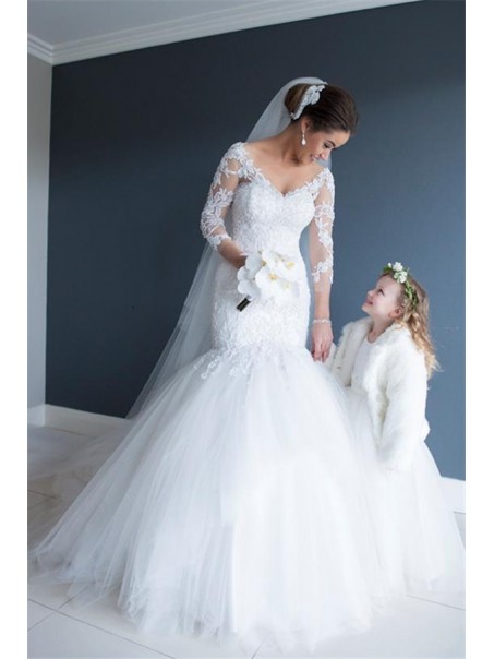 Mermaid Lace V-Neck Wedding Dresses Bridal Gowns 99603040 Mermaid Lace V-Neck Wedding Dresses Bridal Gowns 99603040