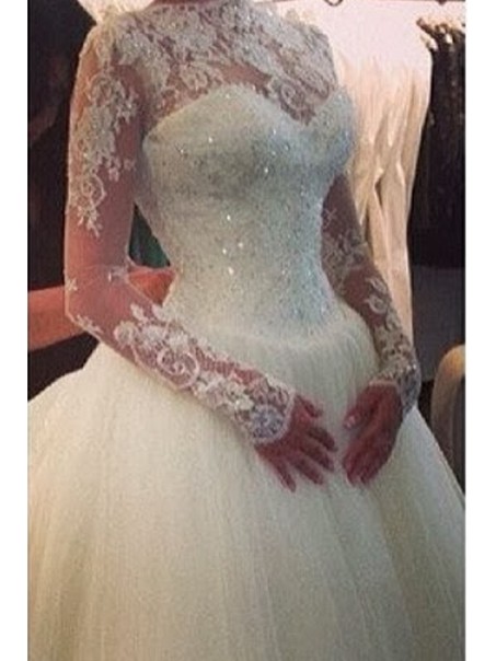 Long Sleeves Tulle Lace Wedding Dresses Bridal Gowns 99603047