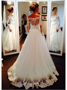 Long Sleeves Off-the-Shoulder Lace Wedding Dresses Bridal Gowns 99603054 Long Sleeves Off-the-Shoulder Lace Wedding Dresses Bridal Gowns 99603054
