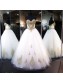 Ball Gown Sweetheart Gold Lace Appliques Wedding Dresses Bridal Gowns 99603065