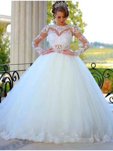 Ball Gown Long Sleeves Lace Wedding Dresses Bridal Gowns 99603080
