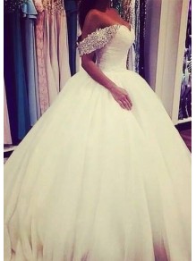Ball Gown Off-the-Shoulder Beaded Tulle Wedding Dresses Bridal Gowns 99603082 Ball Gown Off-the-Shoulder Beaded Tulle Wedding Dresses Bridal Gowns 99603082