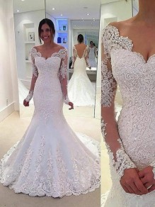 Lace Long Sleeves Mermaid Backless Wedding Dresses Bridal Gowns 99603093 Lace Long Sleeves Mermaid Backless Wedding Dresses Bridal Gowns 99603093