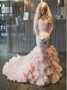 Mermaid Sweetheart Pink Beaded Waist Wedding Dresses Bridal Gowns 99603105 Mermaid Sweetheart Pink Beaded Waist Wedding Dresses Bridal Gowns 99603105