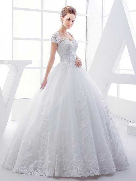 Lace Ball Gown Keyhole Back Sparkly Wedding Dresses Bridal Gowns 99603116