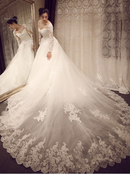 Long Sleeves Lace Wedding Dresses Bridal Gowns 99603118