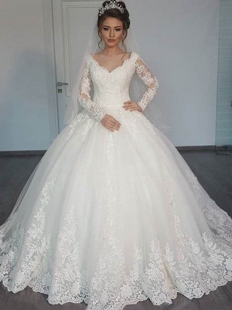 Bridal Ball Gown V-Neck Lace Long Sleeves Wedding Dresses Bridal Gowns 99603126 Bridal Ball Gown V-Neck Lace Long Sleeves Wedding Dresses Bridal Gowns 99603126