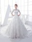High Neck Long Sleeves Lace Wedding Dresses Bridal Gowns 99603127