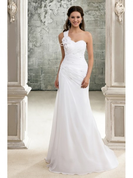 Sheath One-Shoulder Wedding Dresses Bridal Gowns 99603128
