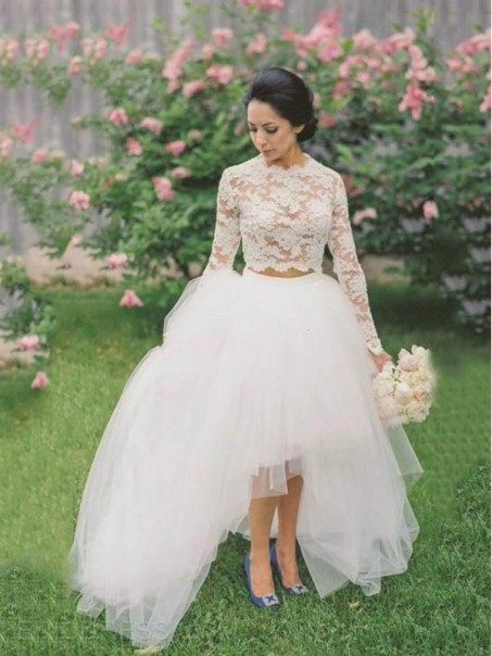 Two Pieces Long Sleeves Lace Tulle Wedding Dresses Bridal Gowns 99603136 Two Pieces Long Sleeves Lace Tulle Wedding Dresses Bridal Gowns 99603136