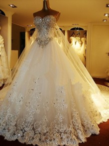 Sparkly Lace Ball Gown Crystal Wedding Dresses Bridal Gowns 99603194