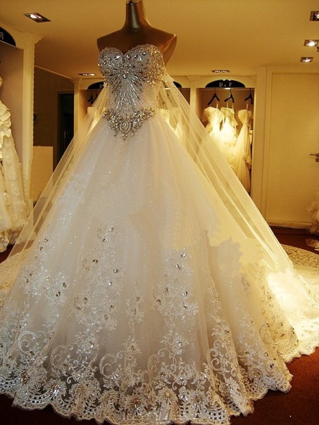 Sparkly Lace Ball Gown Crystal Wedding Dresses Bridal Gowns 99603194