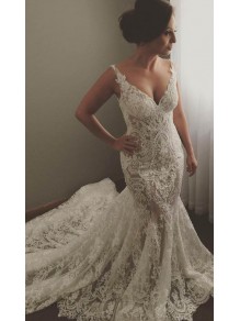 Sexy V-Neck Mermaid Lace Wedding Dresses Bridal Gowns 99603240 Sexy V-Neck Mermaid Lace Wedding Dresses Bridal Gowns 99603240