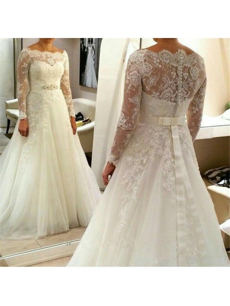 A-Line Long Sleeves Lace Off the Shoulder Wedding Dresses Bridal Gowns 99603263 A-Line Long Sleeves Lace Off the Shoulder Wedding Dresses Bridal Gowns 99603263