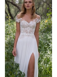 Lace Chiffon Off-the-Shoulder Wedding Dresses Bridal Gowns 99603276