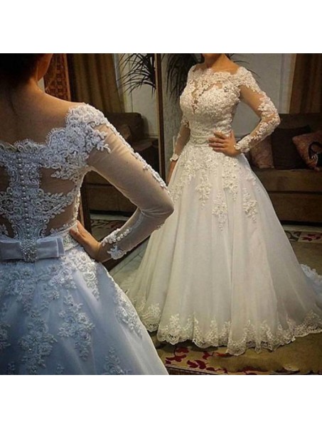Long Sleeves Lace Wedding Dresses Bridal Gowns 99603284