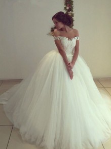 Lace Tulle Ball Gown Off-the-Shoulder Wedding Dresses Bridal Gowns 99603301 Lace Tulle Ball Gown Off-the-Shoulder Wedding Dresses Bridal Gowns 99603301