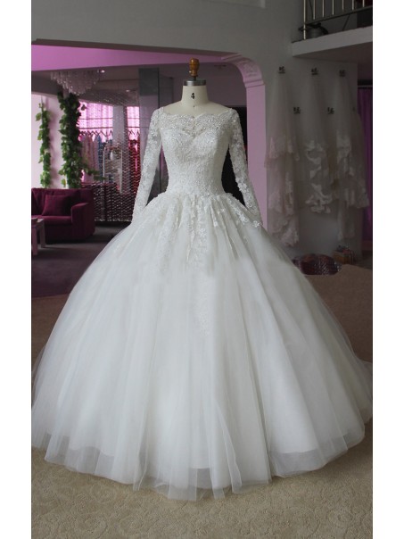 Bateau Neckline Long Sleeves Lace Wedding Dresses Bridal Gowns 99603304 Bateau Neckline Long Sleeves Lace Wedding Dresses Bridal Gowns 99603304