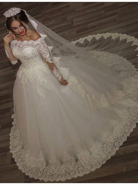 Ball Gown Lace Long Sleeves Off-the-Shoulder Wedding Dresses Bridal Gowns 99603310 Ball Gown Lace Long Sleeves Off-the-Shoulder Wedding Dresses Bridal Gowns 99603310