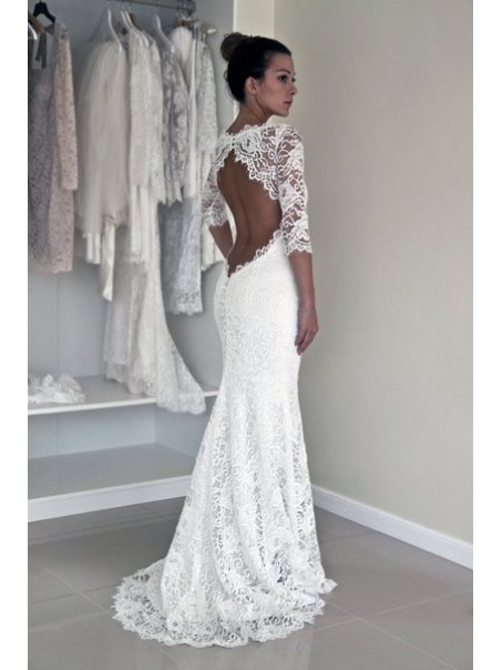 Mermaid 3/4 Length Sleeves Lace Wedding Dresses Bridal Gowns 99603315 Mermaid 3/4 Length Sleeves Lace Wedding Dresses Bridal Gowns 99603315