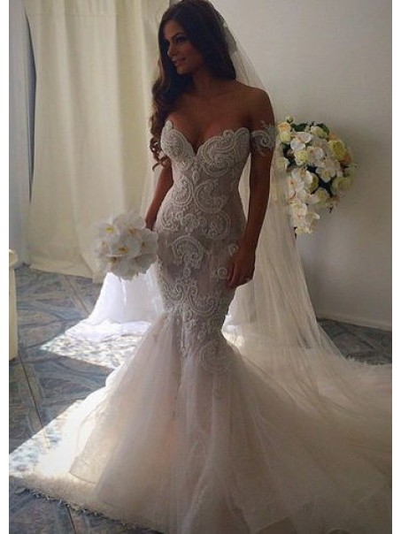 Mermaid Off-the-Shoulder Lace Wedding Dresses Bridal Gowns 99603325