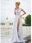 Long Sleeve High Slit Lace Chiffon Wedding Dresses Bridal Gowns 99603326