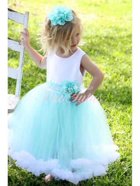 Cute Ball Gown Blue White Flower Girl Dresses 99604003