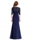 Long Navy Blue Half Sleeves Lace Chiffon Mother of The Bride Dresses 99605001
