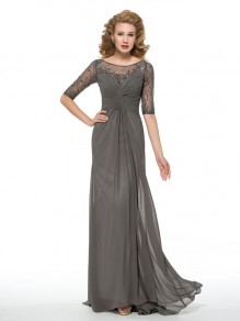 Half Sleeves Beaded Sequins Chiffon Mother of The Bride Dresses 99605004