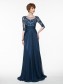 Half Sleeves Illusion Neckline Lace Appliques Chiffon Mother of The Bride Dresses 99605005
