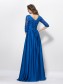A-Line Long Blue V-Neck 3/4 Length Sleeves Lace Mother of The Bride Dresses 99605007 A-Line Long Blue V-Neck 3/4 Length Sleeves Lace Mother of The Bride Dresses 99605007