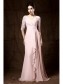Long Pink Lace Chiffon Half Sleeves Floor Length Mother of The Bride Dresses 99605009