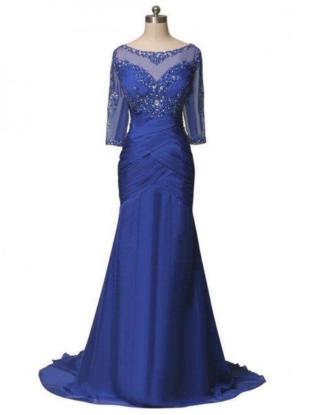 Mermaid Half Sleeves Long Blue Mother of The Bride Dresses 99605012 Mermaid Half Sleeves Long Blue Mother of The Bride Dresses 99605012